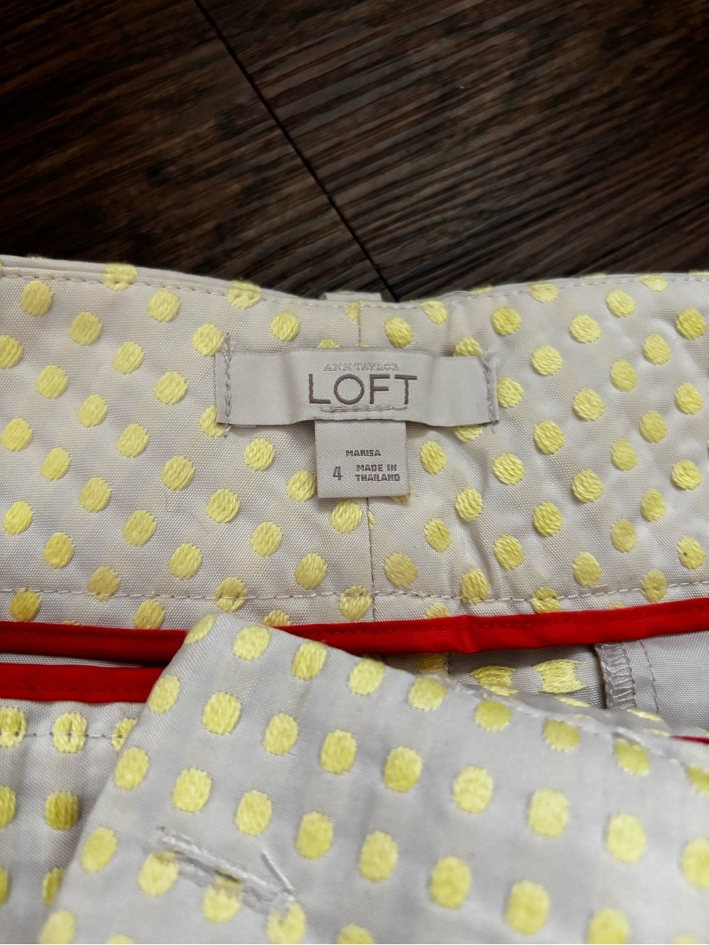 LOFT Marisa Yellow Polka Dot and Cream Jacquard Shorts
